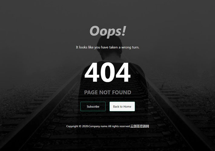 灰色背景自適應404網頁HTML源碼模板