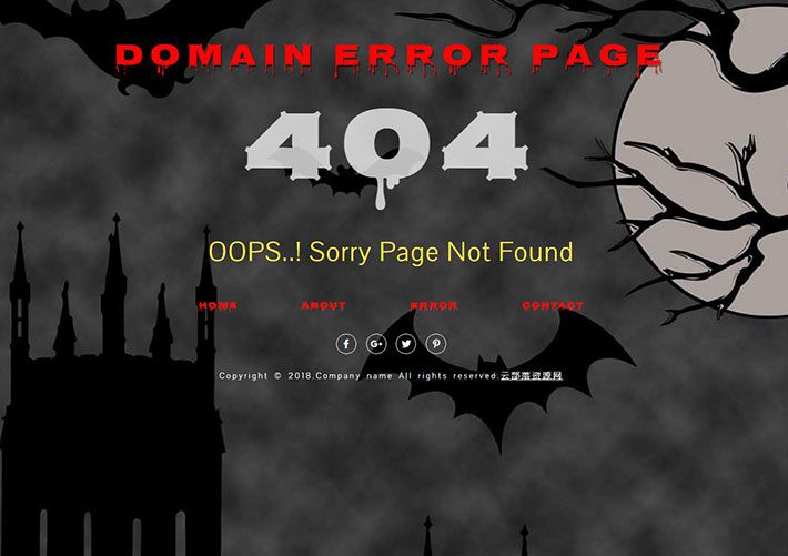 萬圣節風格網站404頁面HTML源碼模板