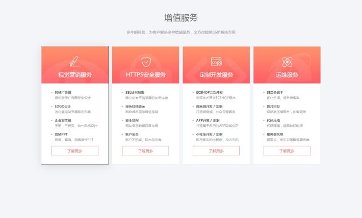 網站布局div+css網站服務項目列表布局樣式代碼