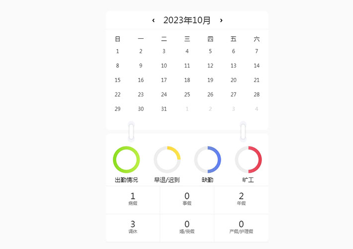 時(shí)間日歷js+echarts圖表日歷考勤表代碼素材下載