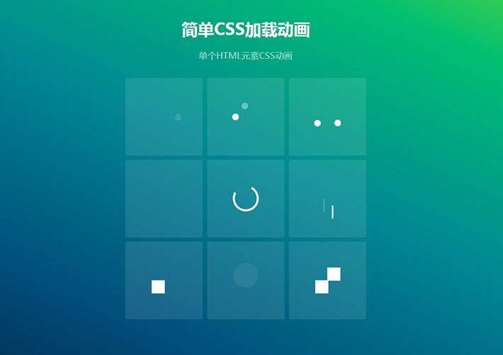CSS3圓點(diǎn)線條方塊圖標(biāo)加載網(wǎng)頁特效代碼素材