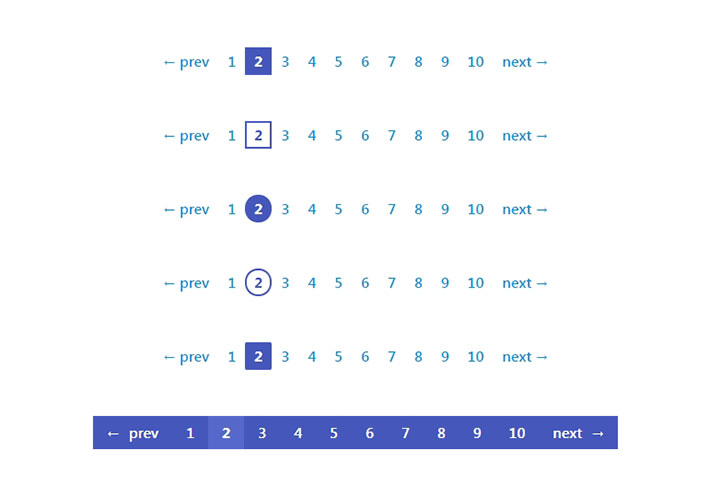 純CSS3藍色分頁樣式網頁HTML代碼素材