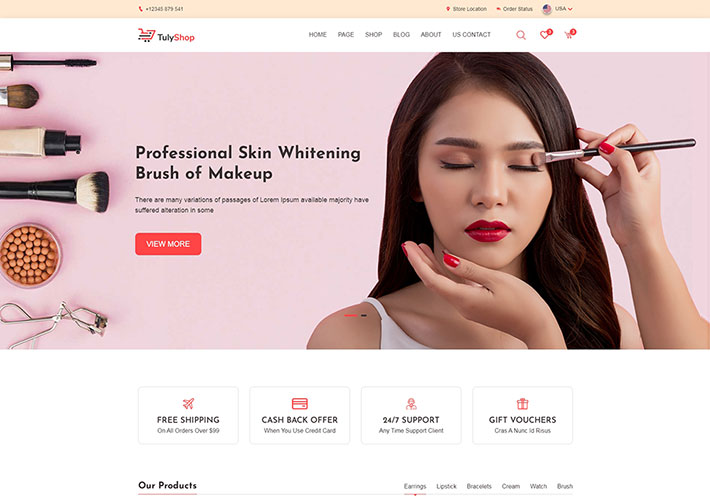 響應(yīng)式紅色美妝化妝品線上商城電商html5網(wǎng)站網(wǎng)頁源碼模板