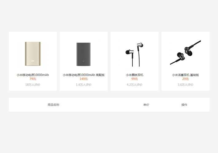 js仿小米商城商品加入購物車網(wǎng)頁代碼素材
