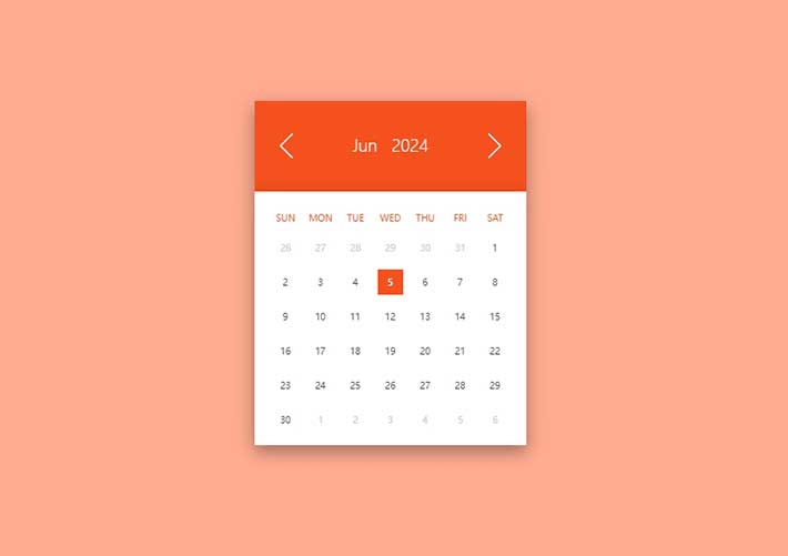 html5 css3簡(jiǎn)潔的日歷表代碼網(wǎng)頁HTML模板