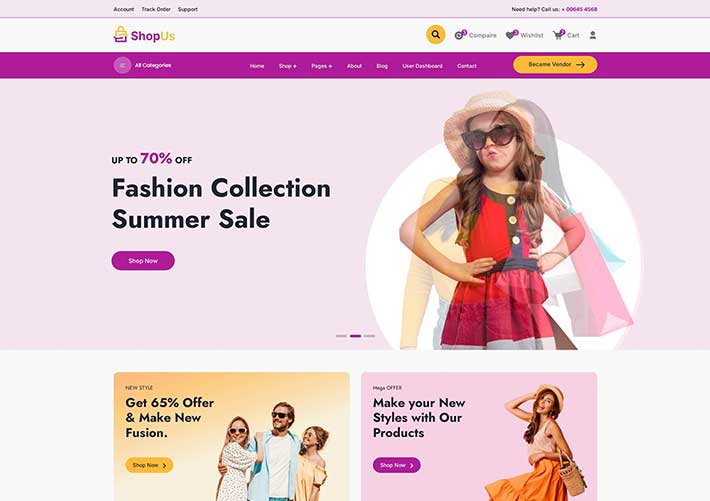 響應式時尚線上商城電子商務購物網站HTML5模板