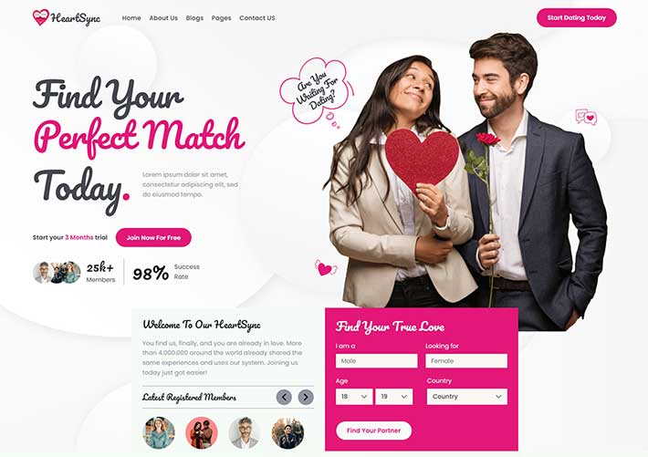 HTML5響應式婚戀約會配對網站網頁源碼模板